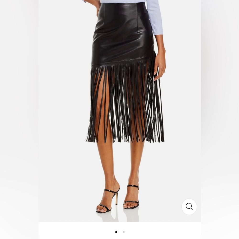 Bagatelle - Womens Vegan Leather Fringe Midi Skirt NWT